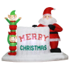 Santa and Elves Holding Merry Christmas sign Christmas Inflatable